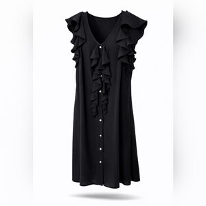 Black Midi Dress w/ Silver Buttons — Ashley Stewart | Plus Size